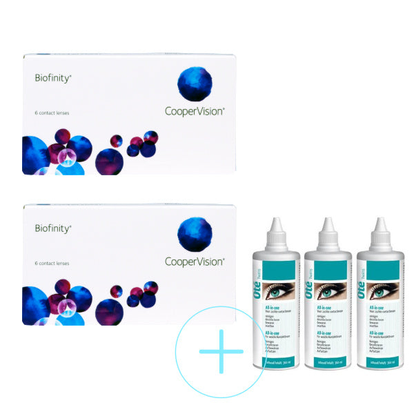 Biofinity + All-in-one - Basic Promo Pack = bestaat uit 2x 6pack + 3 flesjes vloeistof