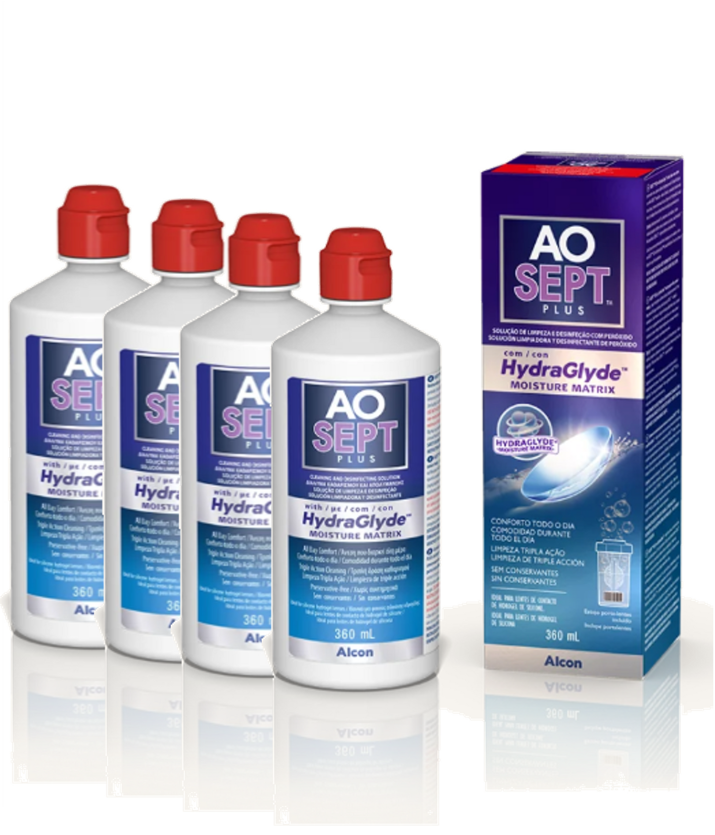 Aosept Plus Hydraglyde - 4x360ml Multipack